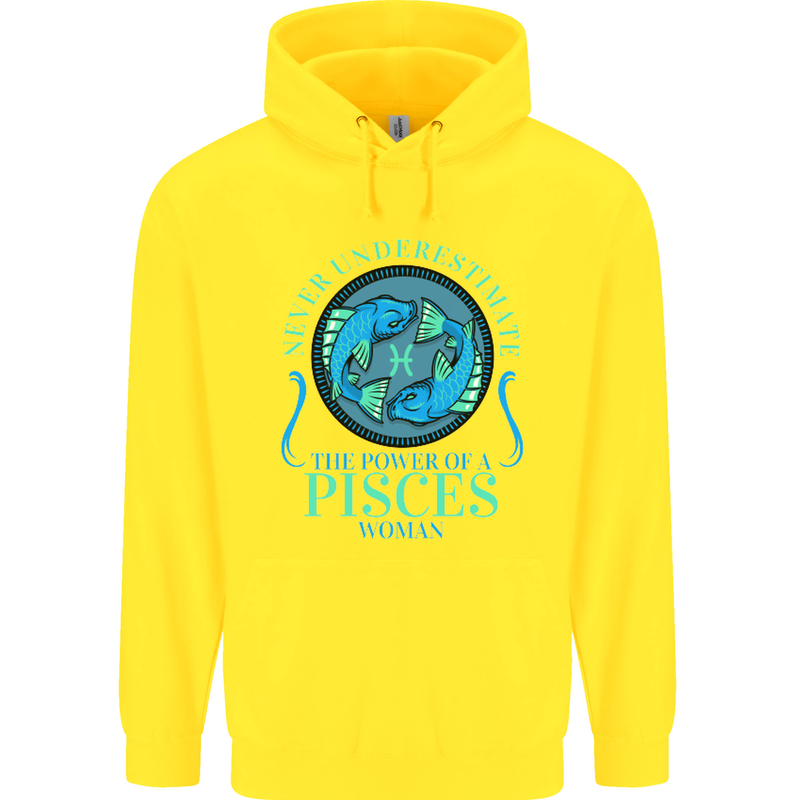 The Power of a Pisces Woman Star Sign Mens 80% Cotton Hoodie Yellow
