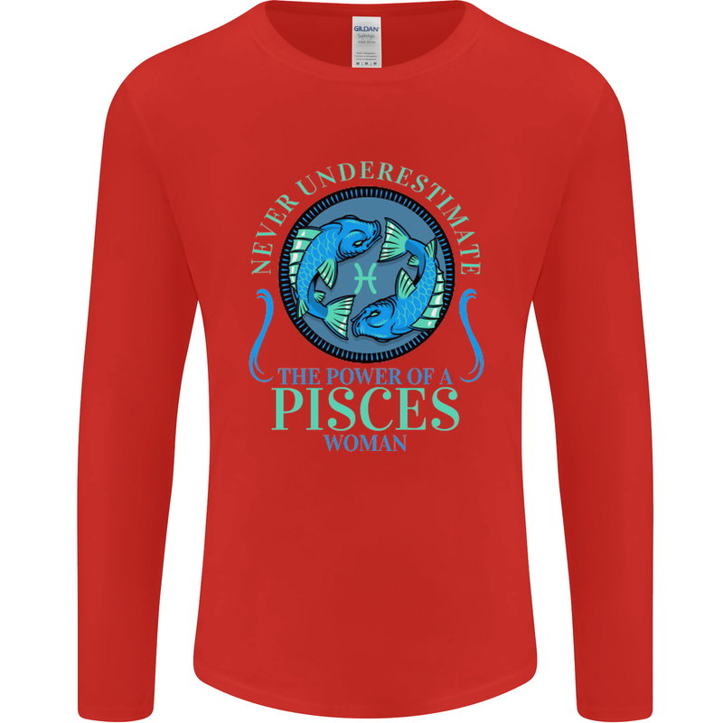 The Power of a Pisces Woman Star Sign Mens Long Sleeve T-Shirt Red