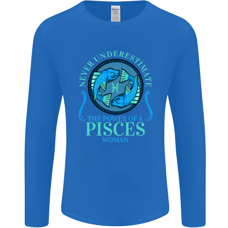 The Power of a Pisces Woman Star Sign Mens Long Sleeve T-Shirt Royal Blue