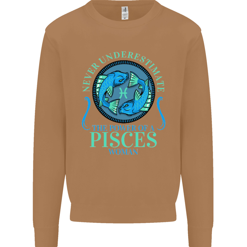 The Power of a Pisces Woman Star Sign Mens Sweatshirt Jumper Caramel Latte