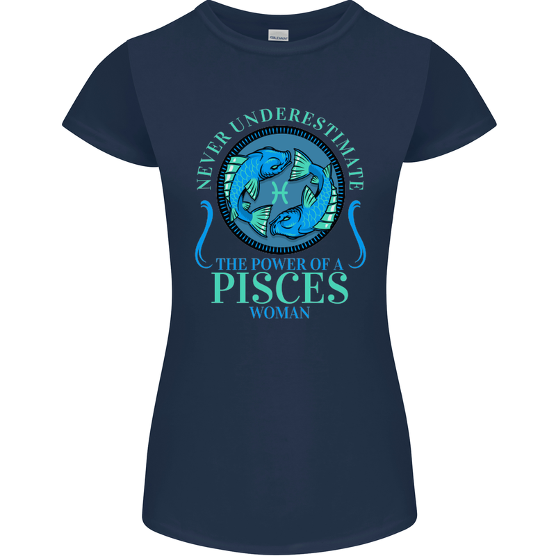 The Power of a Pisces Woman Star Sign Womens Petite Cut T-Shirt Navy Blue
