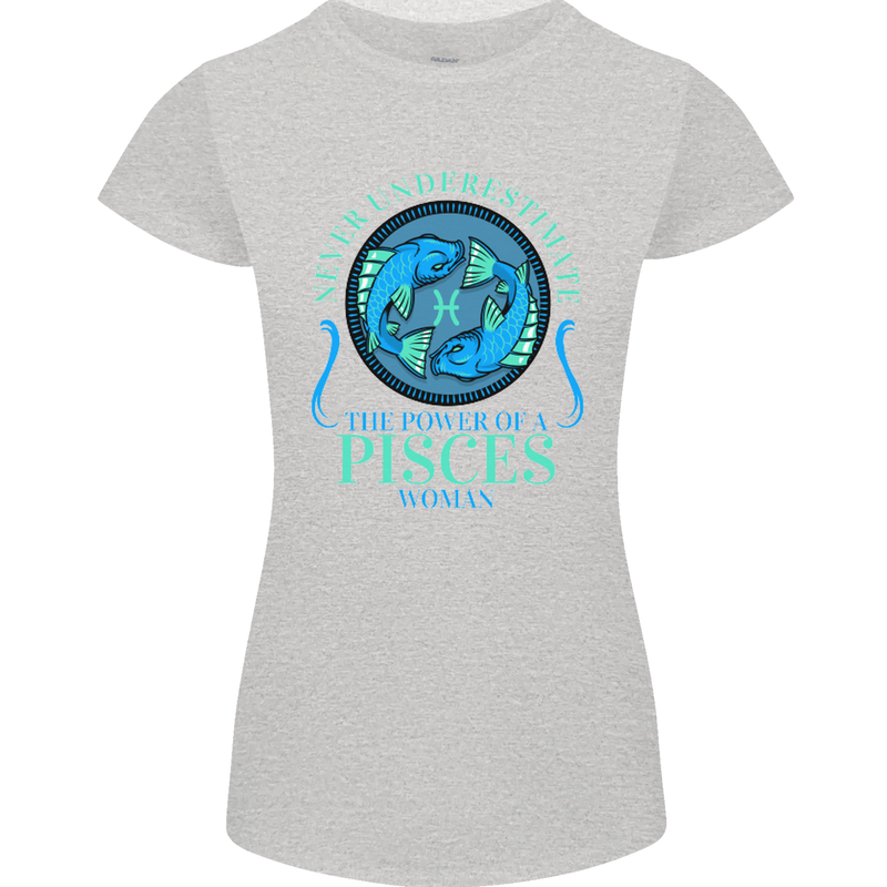 The Power of a Pisces Woman Star Sign Womens Petite Cut T-Shirt Sports Grey