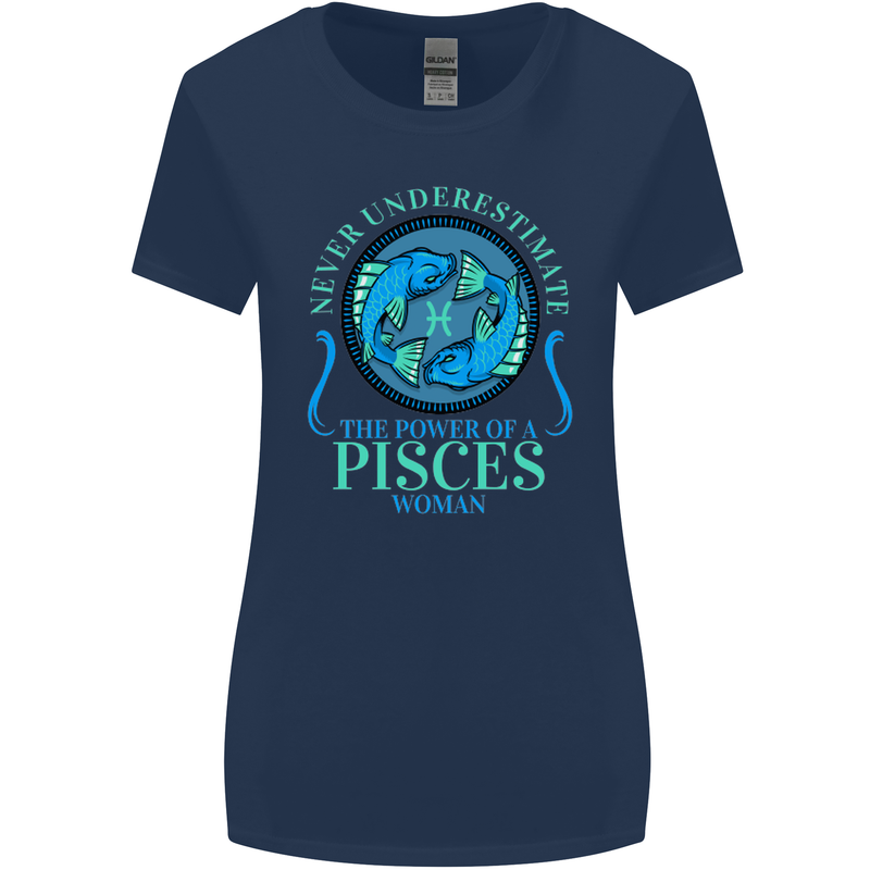 The Power of a Pisces Woman Star Sign Womens Wider Cut T-Shirt Navy Blue