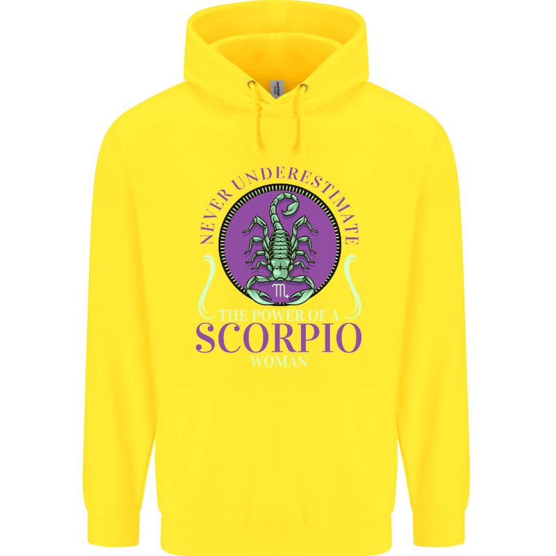 The Power of a Scorpio Woman Star Sign Mens 80% Cotton Hoodie Yellow