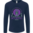 The Power of a Scorpio Woman Star Sign Mens Long Sleeve T-Shirt Navy Blue