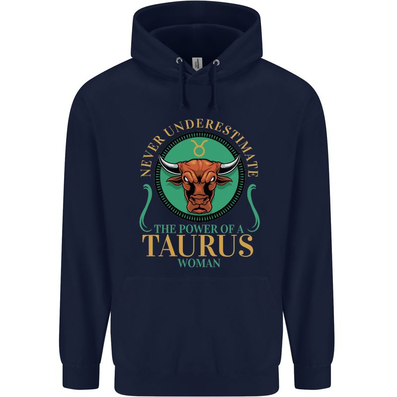 The Power of a Taurus Woman Star Sign Childrens Kids Hoodie Navy Blue
