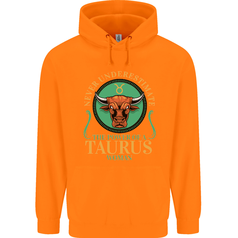 The Power of a Taurus Woman Star Sign Childrens Kids Hoodie Orange