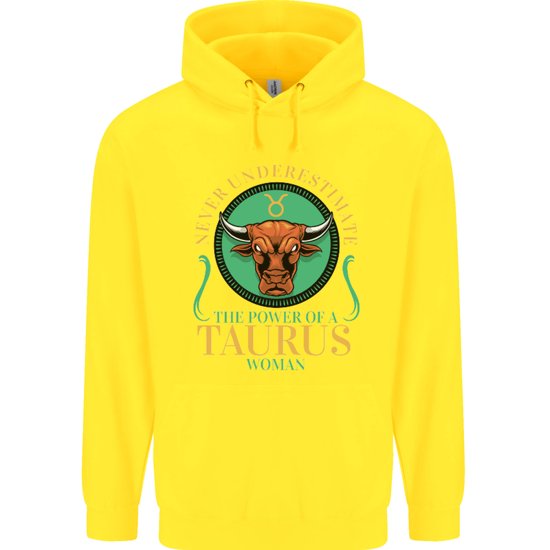 The Power of a Taurus Woman Star Sign Childrens Kids Hoodie Yellow
