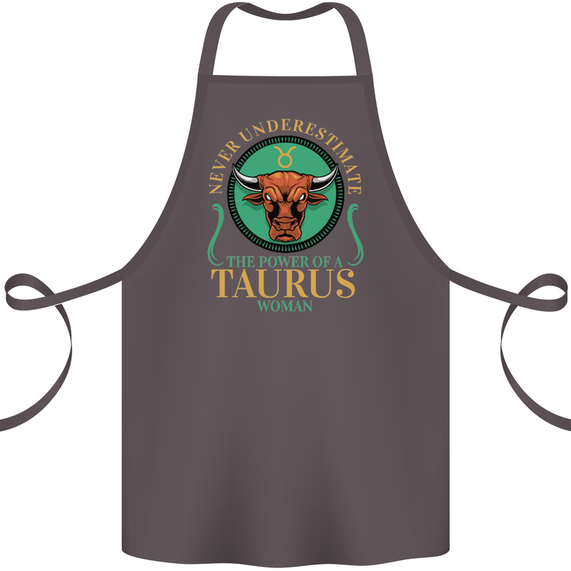The Power of a Taurus Woman Star Sign Cotton Apron 100% Organic Dark Grey