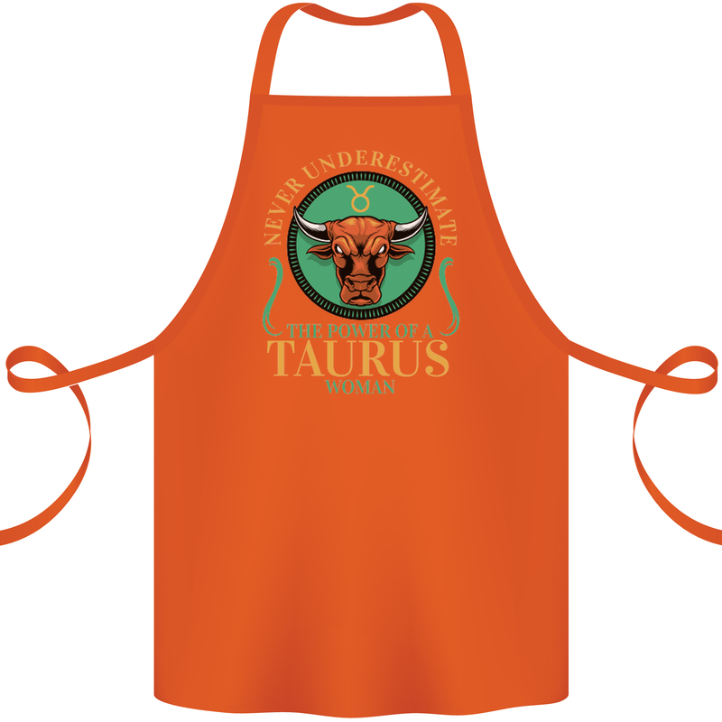 The Power of a Taurus Woman Star Sign Cotton Apron 100% Organic Orange