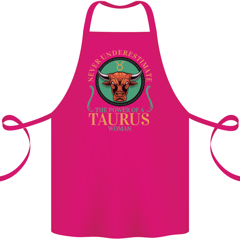 The Power of a Taurus Woman Star Sign Cotton Apron 100% Organic Pink