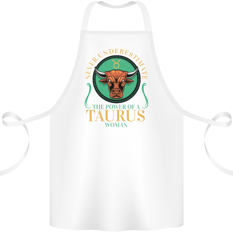 The Power of a Taurus Woman Star Sign Cotton Apron 100% Organic White