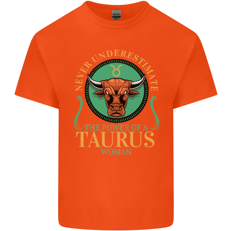 The Power of a Taurus Woman Star Sign Kids T-Shirt Childrens Orange