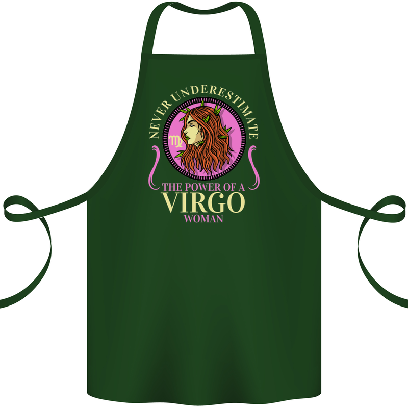 The Power of a Virgo Woman Star Sign Cotton Apron 100% Organic Forest Green