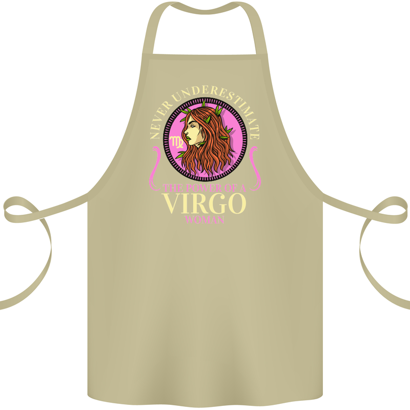 The Power of a Virgo Woman Star Sign Cotton Apron 100% Organic Khaki