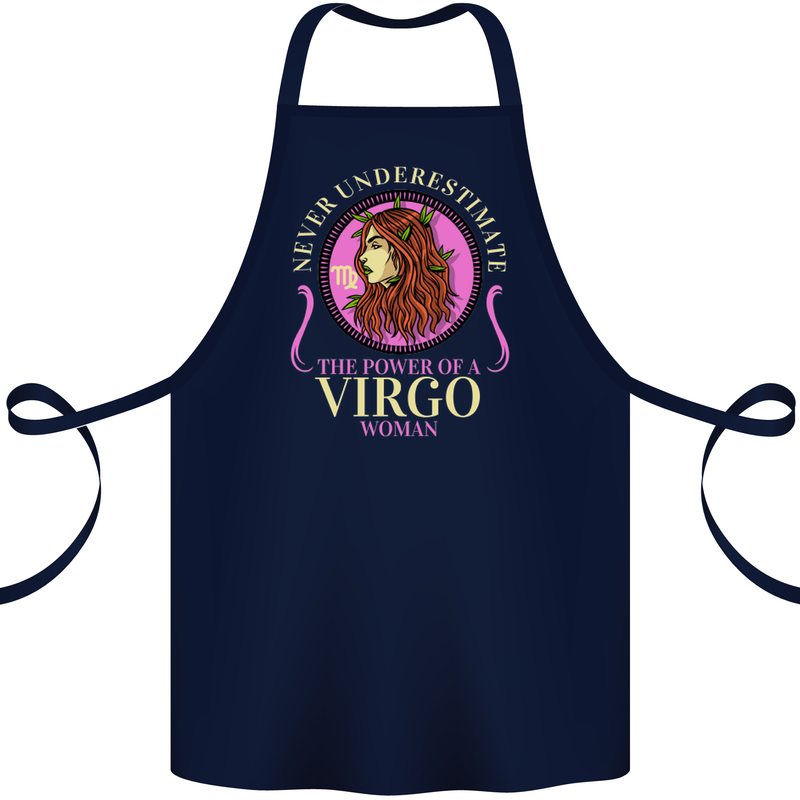 The Power of a Virgo Woman Star Sign Cotton Apron 100% Organic Navy Blue