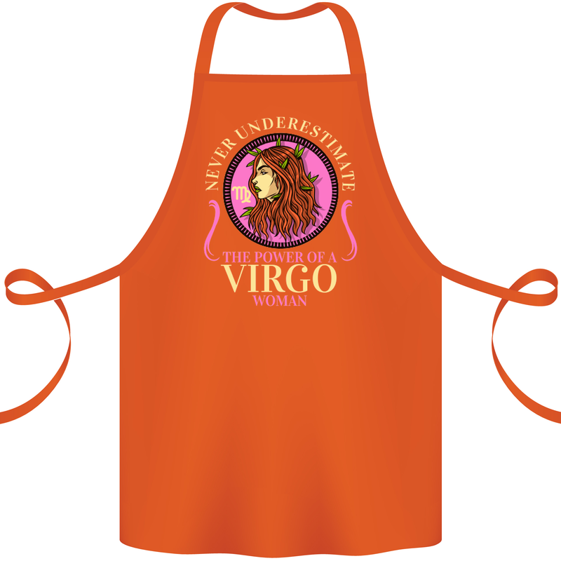The Power of a Virgo Woman Star Sign Cotton Apron 100% Organic Orange