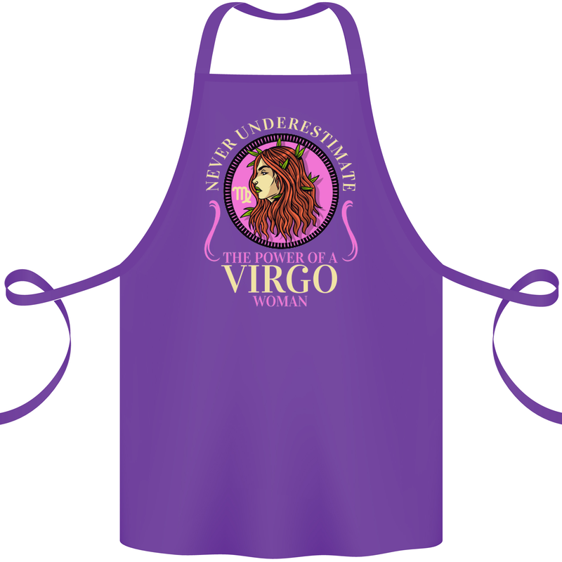 The Power of a Virgo Woman Star Sign Cotton Apron 100% Organic Purple
