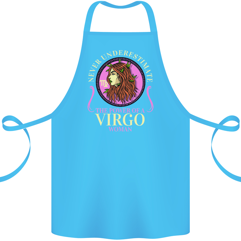The Power of a Virgo Woman Star Sign Cotton Apron 100% Organic Turquoise