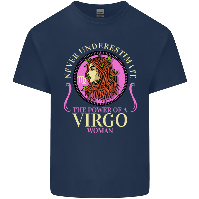 The Power of a Virgo Woman Star Sign Kids T-Shirt Childrens Navy Blue