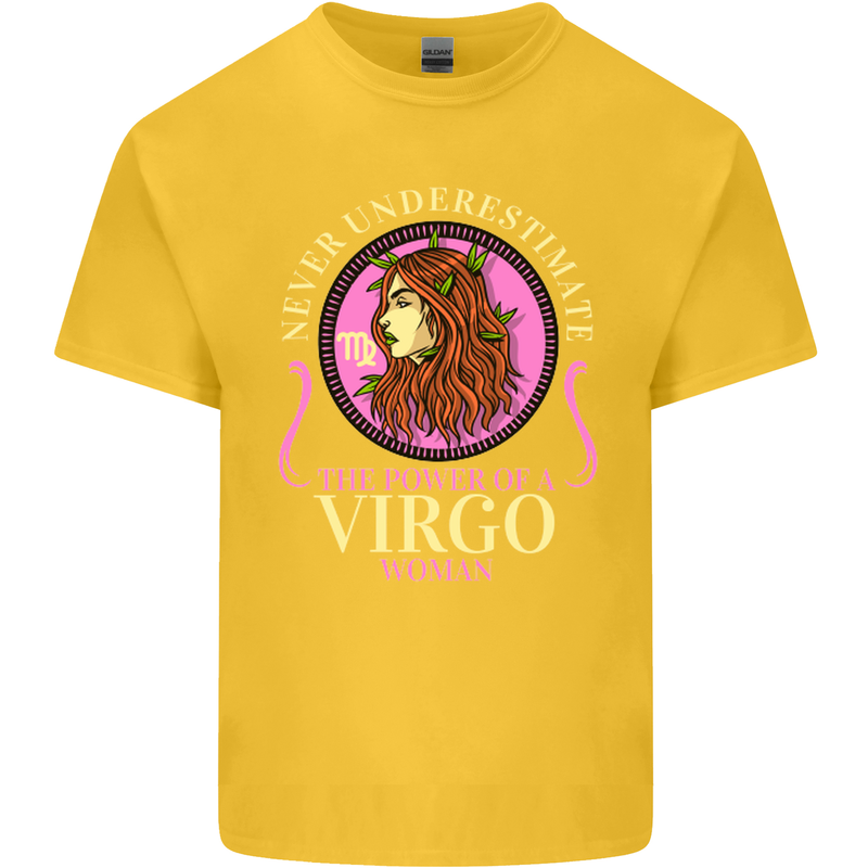 The Power of a Virgo Woman Star Sign Kids T-Shirt Childrens Yellow