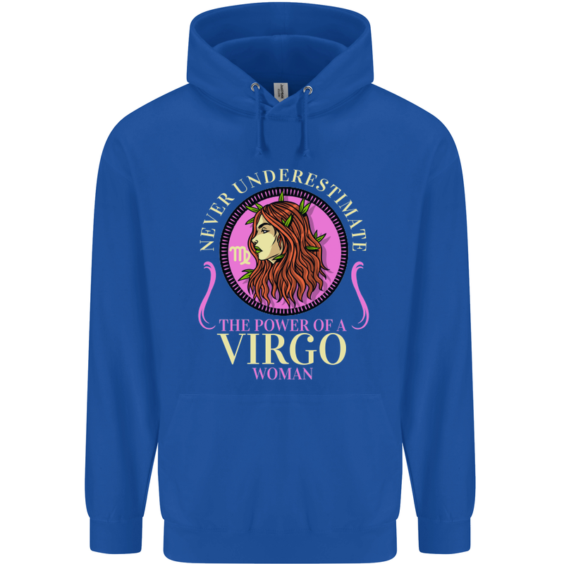 The Power of a Virgo Woman Star Sign Mens 80% Cotton Hoodie Royal Blue