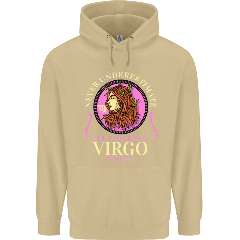 The Power of a Virgo Woman Star Sign Mens 80% Cotton Hoodie Sand