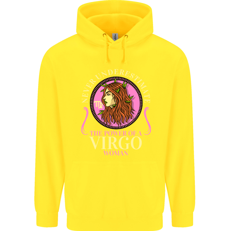 The Power of a Virgo Woman Star Sign Mens 80% Cotton Hoodie Yellow