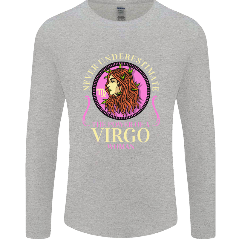 The Power of a Virgo Woman Star Sign Mens Long Sleeve T-Shirt Sports Grey