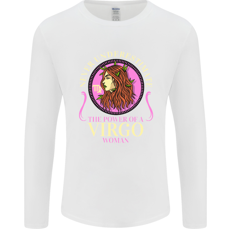 The Power of a Virgo Woman Star Sign Mens Long Sleeve T-Shirt White