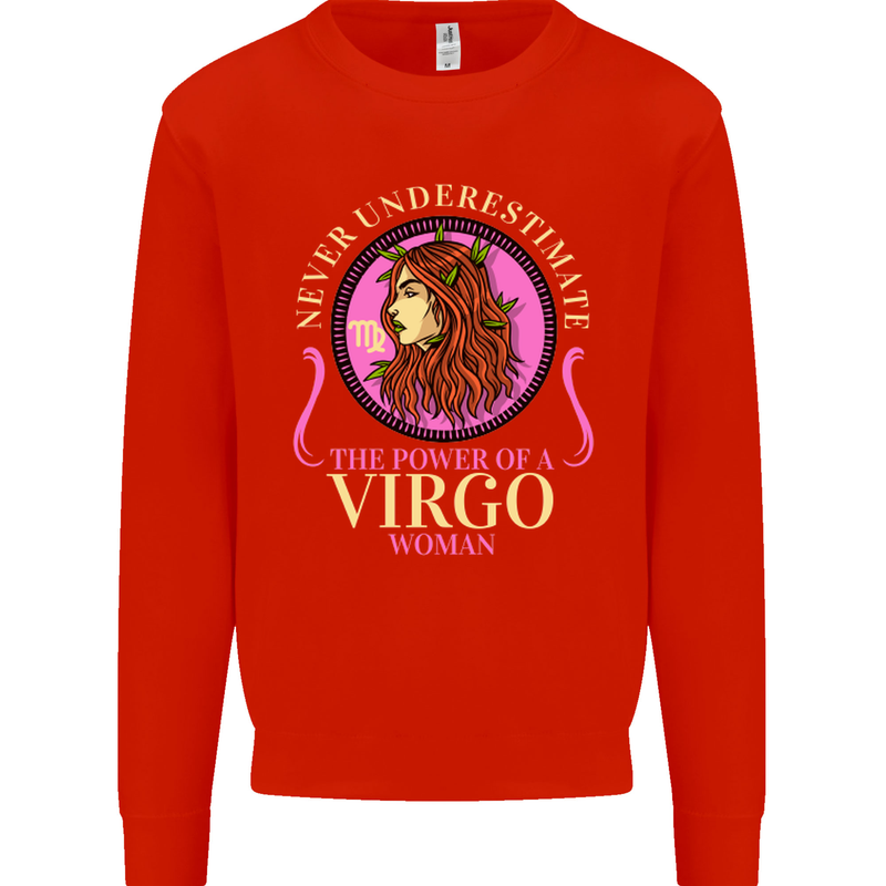 The Power of a Virgo Woman Star Sign Mens Sweatshirt Jumper Bright Red