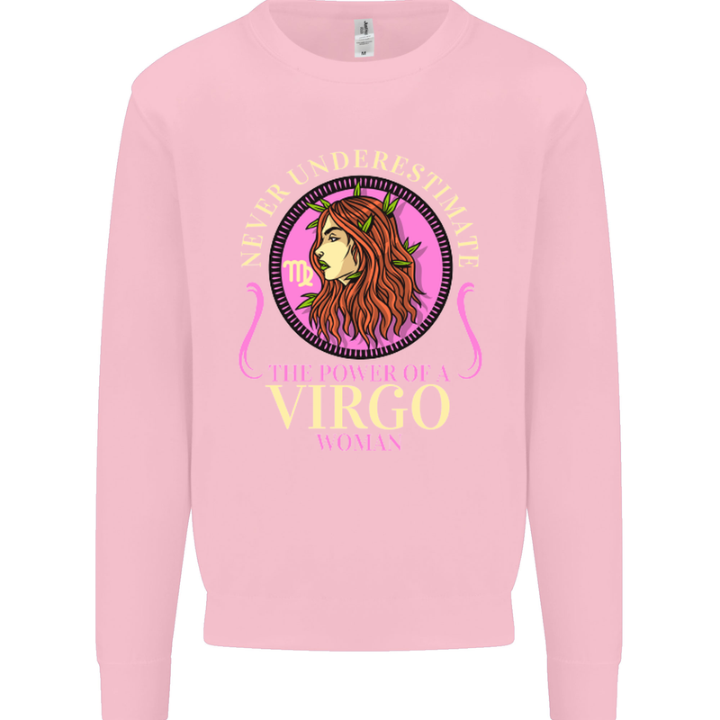 The Power of a Virgo Woman Star Sign Mens Sweatshirt Jumper Light Pink