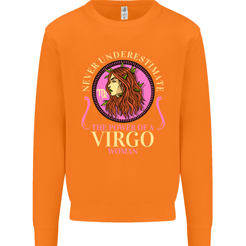 The Power of a Virgo Woman Star Sign Mens Sweatshirt Jumper Orange