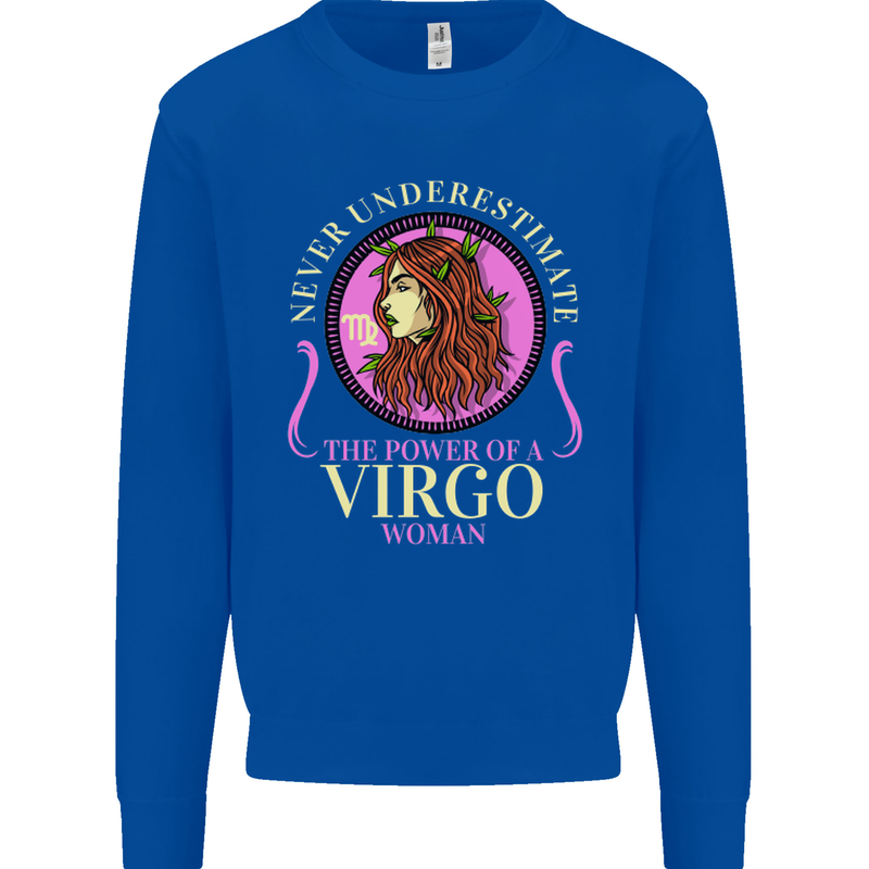 The Power of a Virgo Woman Star Sign Mens Sweatshirt Jumper Royal Blue