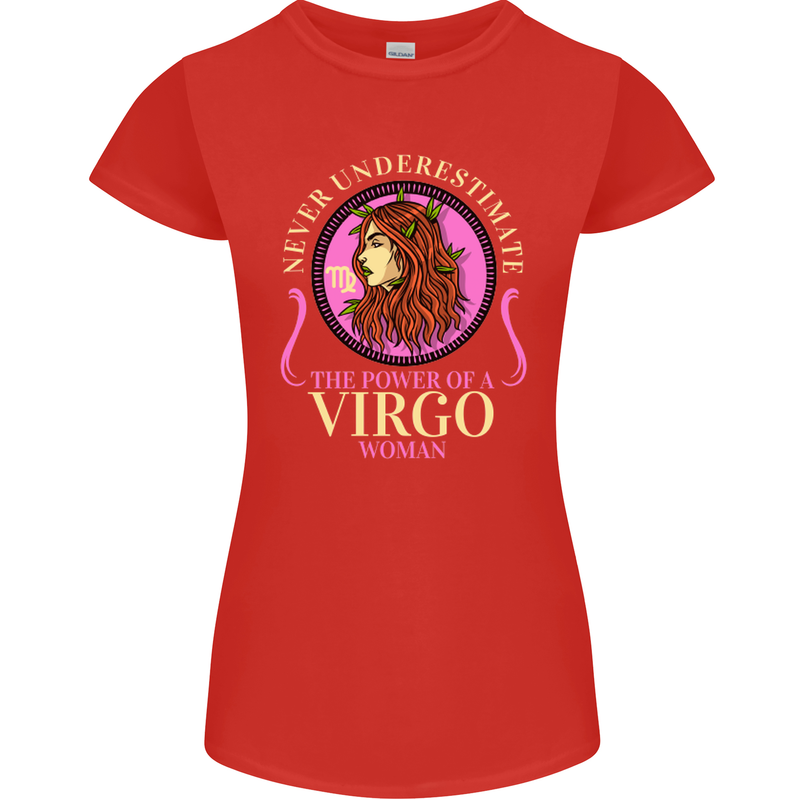 The Power of a Virgo Woman Star Sign Womens Petite Cut T-Shirt Red