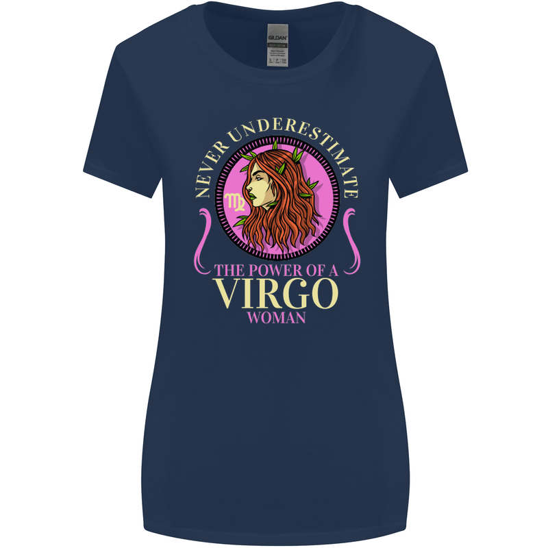 The Power of a Virgo Woman Star Sign Womens Wider Cut T-Shirt Navy Blue