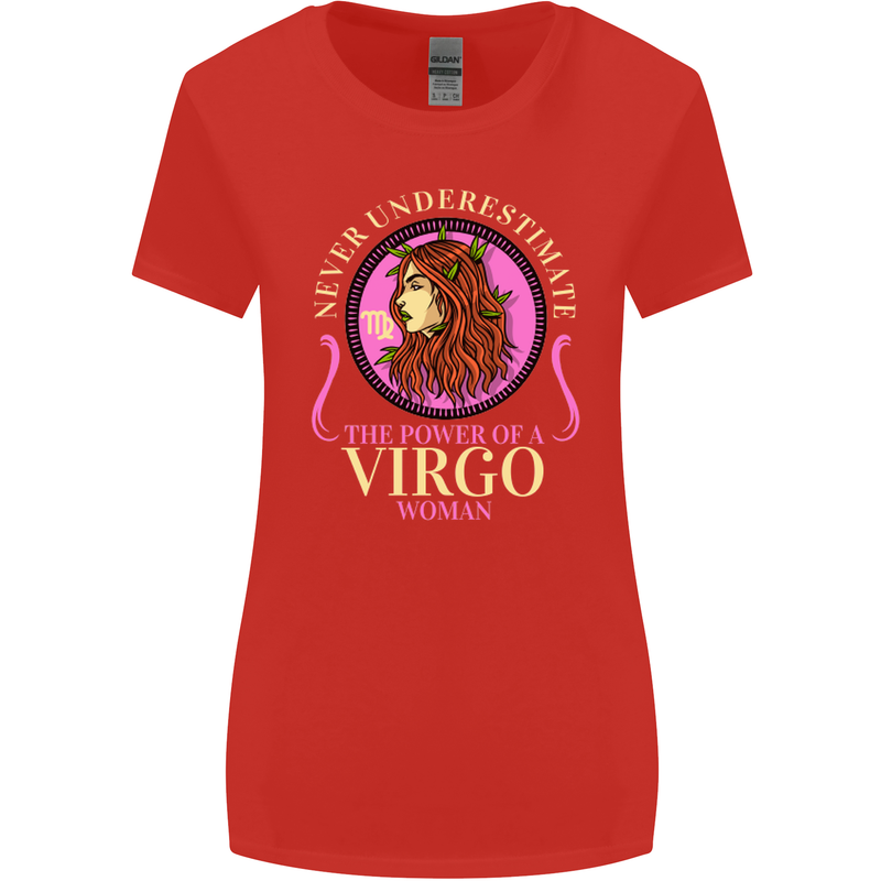 The Power of a Virgo Woman Star Sign Womens Wider Cut T-Shirt Red