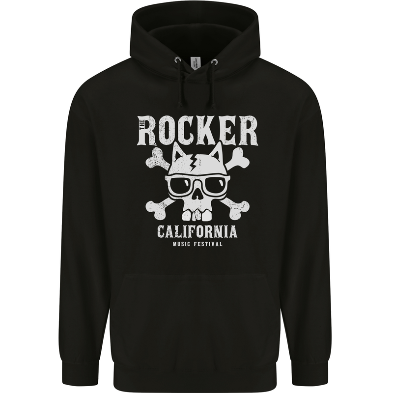 The Rocker Rock n Roll Music Skull Childrens Kids Hoodie Black