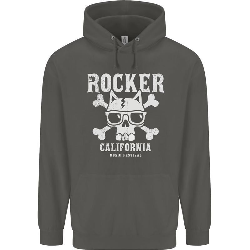 The Rocker Rock n Roll Music Skull Childrens Kids Hoodie Storm Grey