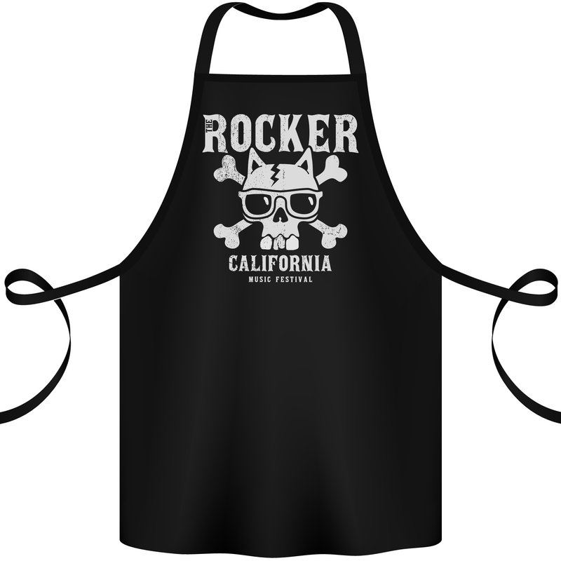 The Rocker Rock n Roll Music Skull Cotton Apron 100% Organic Black