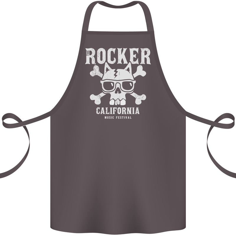 The Rocker Rock n Roll Music Skull Cotton Apron 100% Organic Dark Grey