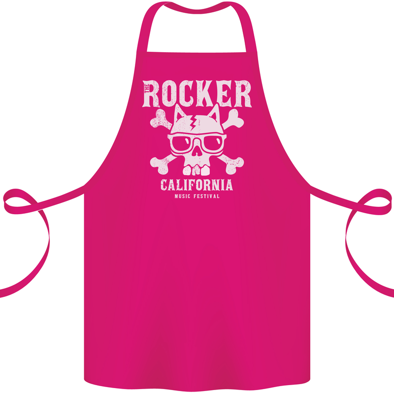 The Rocker Rock n Roll Music Skull Cotton Apron 100% Organic Pink