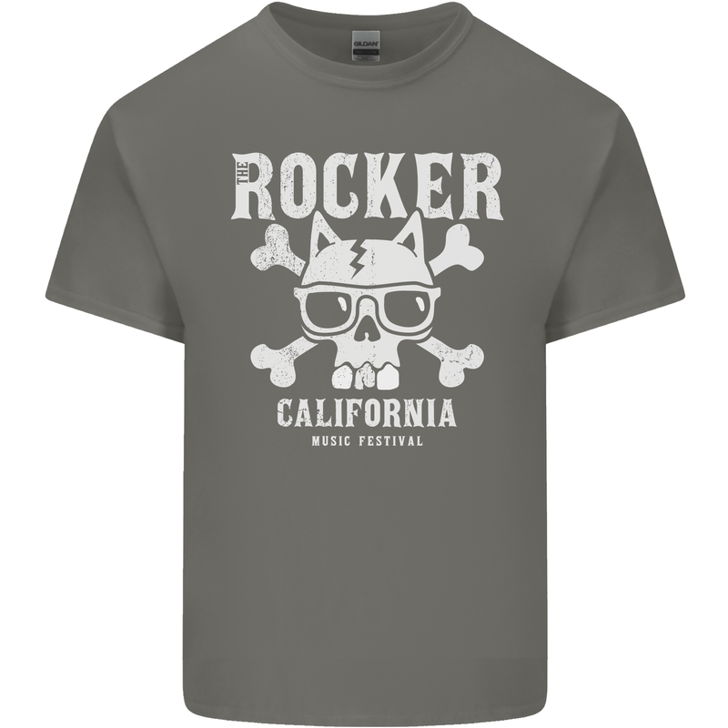 The Rocker Rock n Roll Music Skull Kids T-Shirt Childrens Charcoal