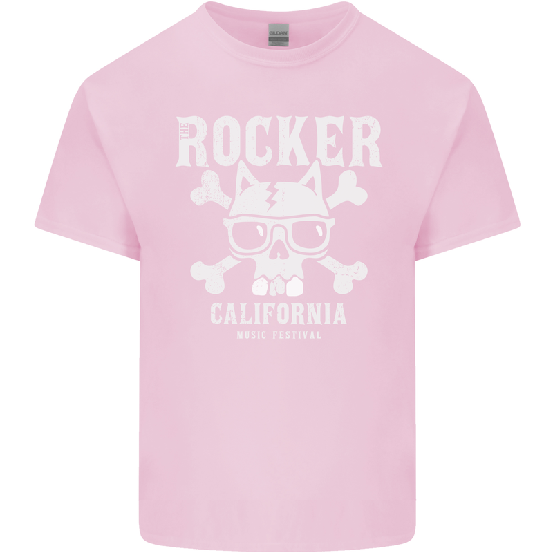 The Rocker Rock n Roll Music Skull Kids T-Shirt Childrens Light Pink
