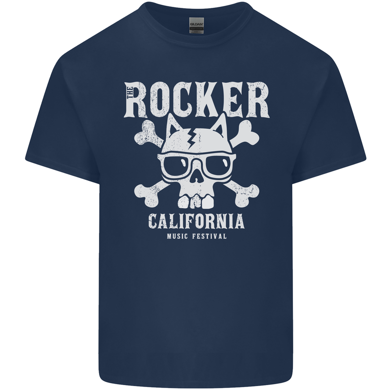 The Rocker Rock n Roll Music Skull Kids T-Shirt Childrens Navy Blue