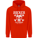 The Rocker Rock n Roll Music Skull Mens 80% Cotton Hoodie Bright Red