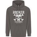 The Rocker Rock n Roll Music Skull Mens 80% Cotton Hoodie Charcoal