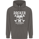 The Rocker Rock n Roll Music Skull Mens 80% Cotton Hoodie Charcoal