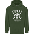 The Rocker Rock n Roll Music Skull Mens 80% Cotton Hoodie Forest Green