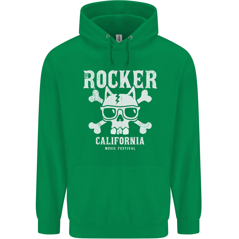 The Rocker Rock n Roll Music Skull Mens 80% Cotton Hoodie Irish Green